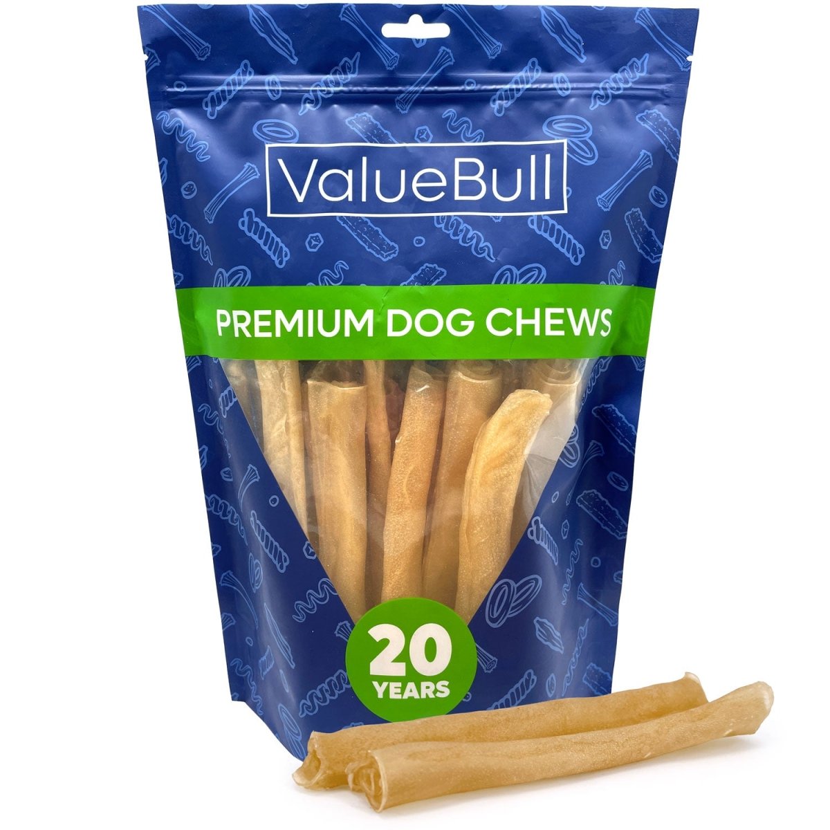 ValueBull Buffalo Collagen Sticks For Dogs, Bully Sticks & Rawhide Alternative, Medium 6 Inch, 25 Count - ValuePetSupplies