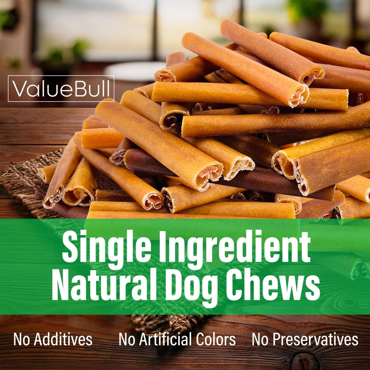 ValueBull Buffalo Collagen Sticks for Dogs, 6 Inch Super Jumbo Chews, Natural Long - Lasting Dog Treats, 25 Count - ValuePetSupplies