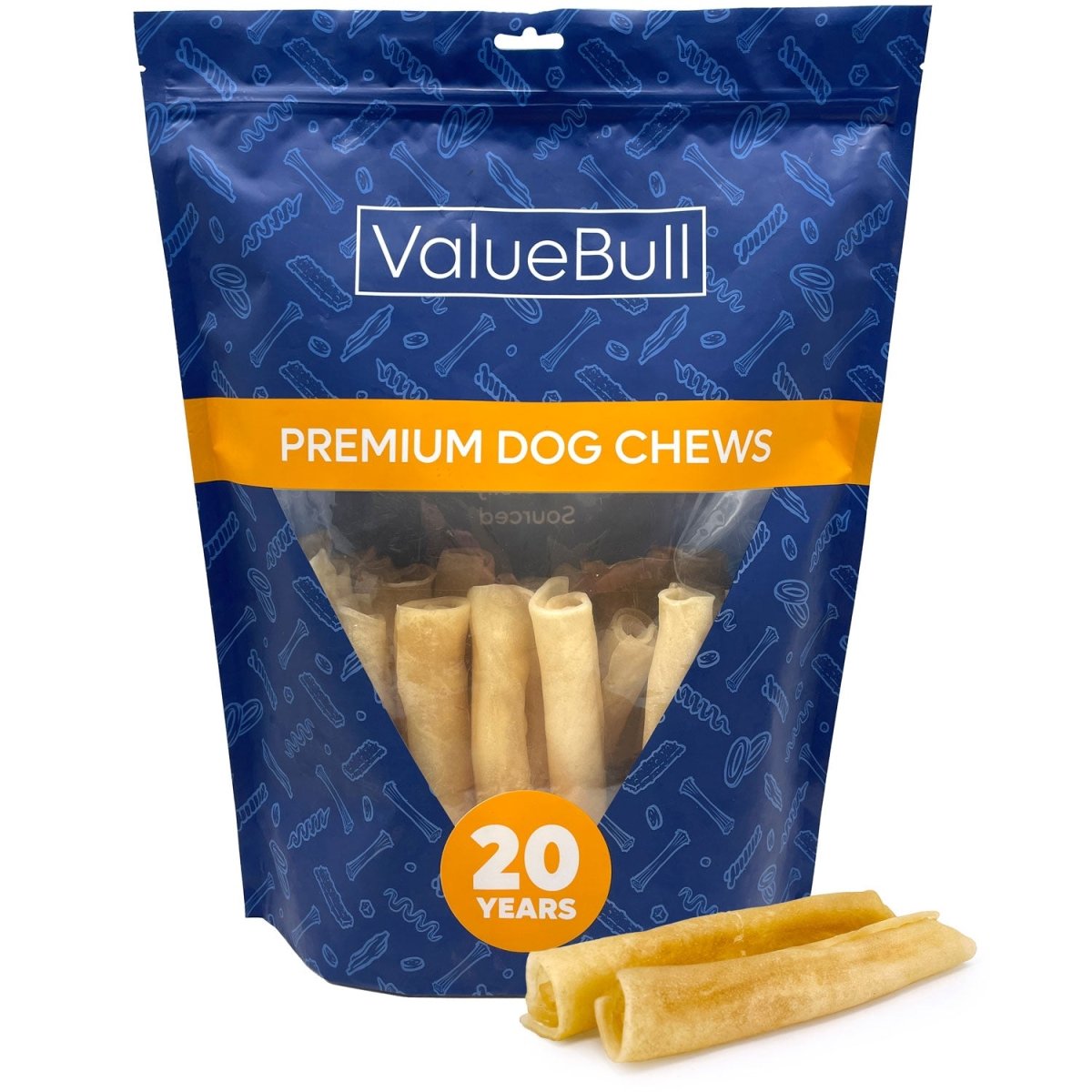 ValueBull Buffalo Collagen Sticks For Dogs, Bully Sticks & Rawhide Alternative, Super Jumbo 6 Inch, 25 Count - ValuePetSupplies