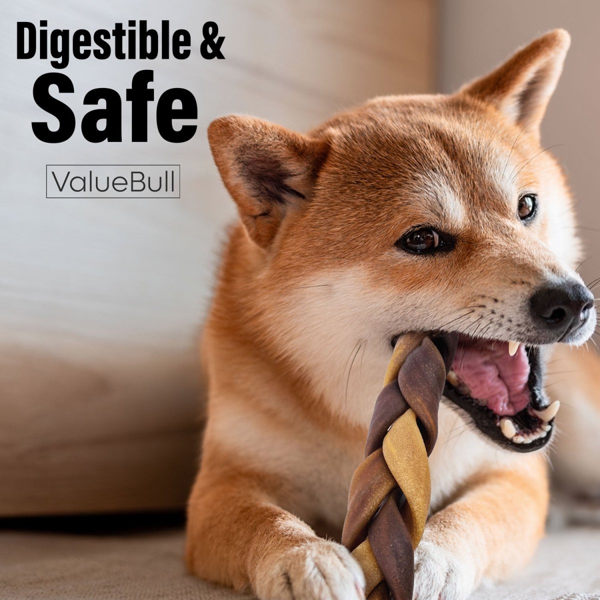 ValueBull Collagen Braided Sticks for Dogs, 6 Inch Thick Chews, Natural Long - Lasting Dog Treats, 10 Count - ValuePetSupplies