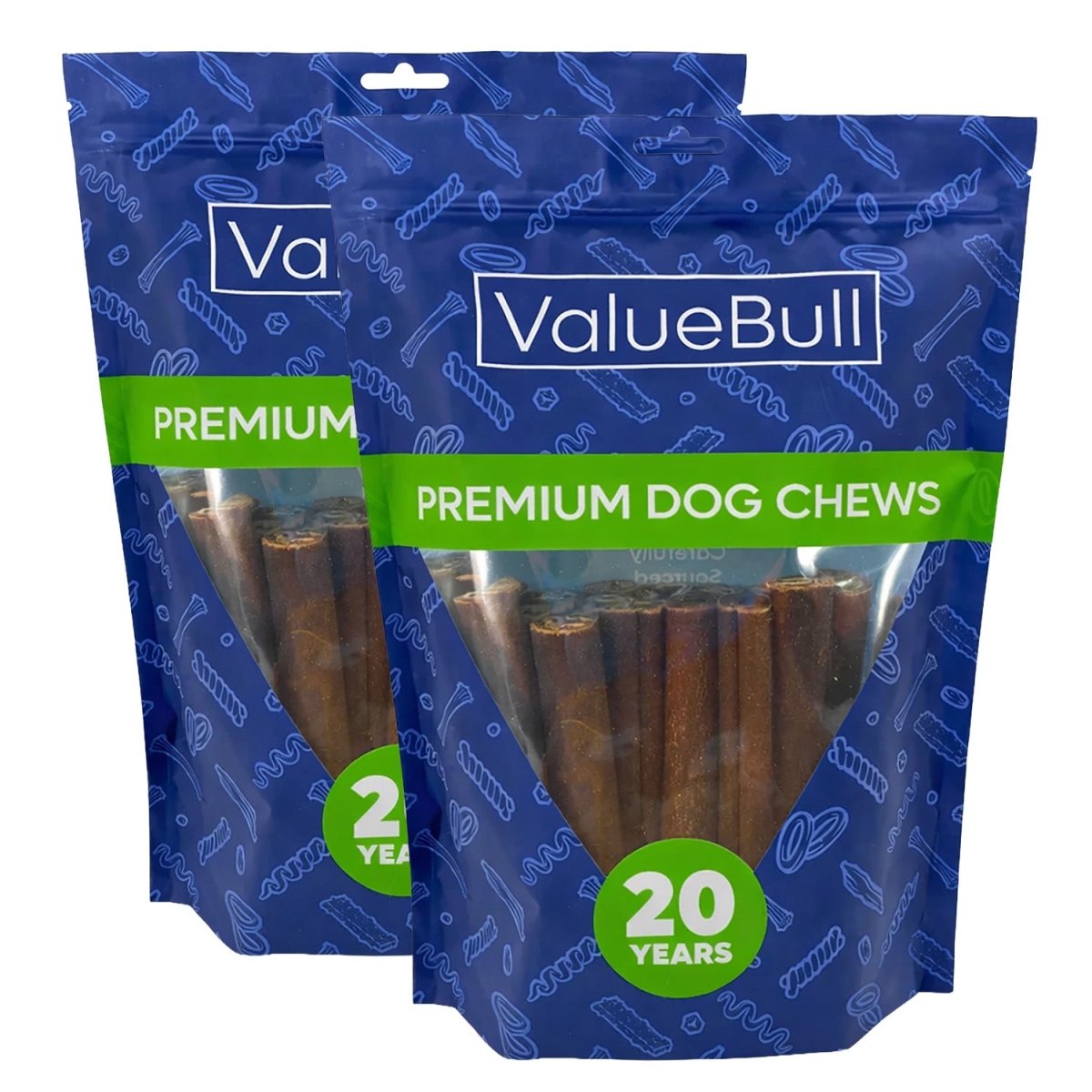 ValueBull Buffalo Collagen Sticks for Dogs, 6 Inch Thick Chews, Natural Long-Lasting Dog Treats, 50 Count - Thick - 50 Sticks