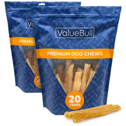 ValueBull Buffalo Collagen Sticks For Dogs, Bully Sticks & Rawhide Alternative, Thick 6 Inch, 50 Count - ValuePetSupplies