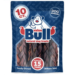 ValueBull Beef Collagen Braids for Dogs, Thin 5 - 6 Inch, 10 Count - ValuePetSupplies