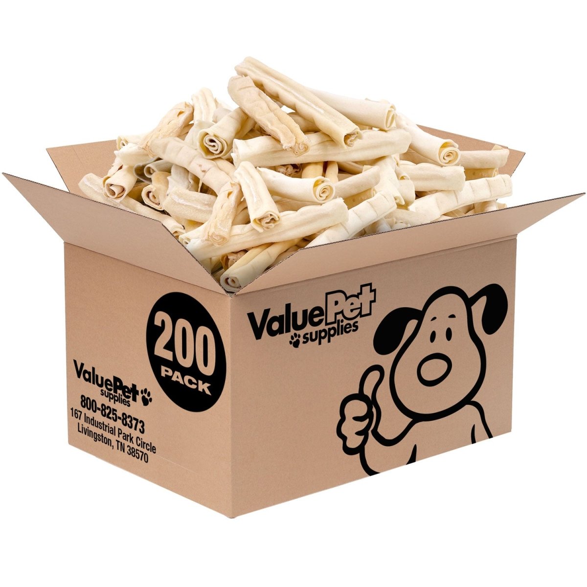 ValueBull USA Retriever Rolls for Small Dogs, Premium Rawhide, Thin 5 - 6 Inch, 200 Count BULK PACK - ValuePetSupplies