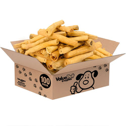 ValueBull USA Retriever Rolls for Small Dogs, Premium Thick Cut Rawhide, Thin 5 Inch, Smoked, 100 Count BULK PACK - ValuePetSupplies