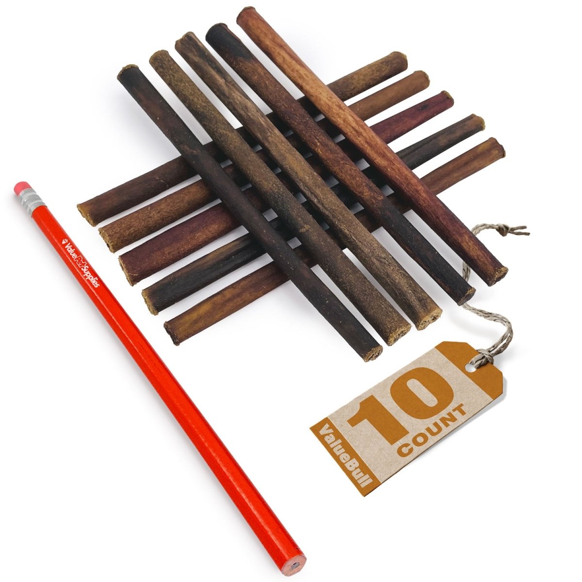 ValueBull Collagen Sticks For Small Dogs, Bully Sticks & Rawhide Alternative, Extra Thin 6 Inch, 10 Count - ValuePetSupplies