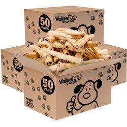ValueBull Beef Cheek Rolls, Long Lasting Dog Chews, Jumbo 9 - 10 Inch, 200 Count BULK PACK - ValuePetSupplies