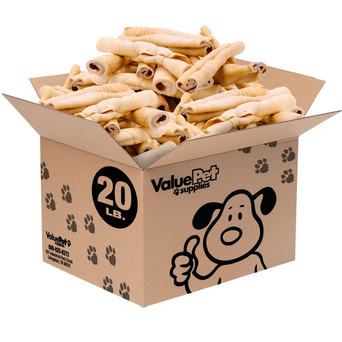 ValueBull Beef Cheek Rolls, Long Lasting Dog Chews, Jumbo 9 - 10 Inch, 20 Pound BULK PACK - ValuePetSupplies