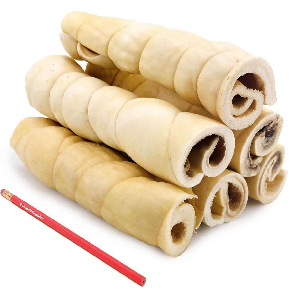 ValueBull Beef Cheek Rolls, Long Lasting Dog Chews, Jumbo 9 - 10 Inch, 20 Pound BULK PACK - ValuePetSupplies