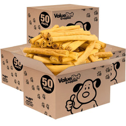ValueBull USA Retriever Rolls, Premium Rawhide Chews, Thick 10 Inch, Chicken Infused, 200 Count BULK PACK - ValuePetSupplies