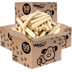 ValueBull USA Retriever Rolls, Premium Rawhide, Thick 10 Inch, 200 Count BULK PACK - ValuePetSupplies