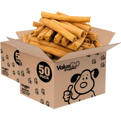 ValueBull USA Retriever Rolls, Premium Thick Cut Rawhide, Thick 9 - 10 Inch, Smoked, 100 Count BULK PACK - ValuePetSupplies
