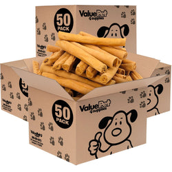 ValueBull USA Retriever Rolls, Premium Thick Cut Rawhide, Thick 9 - 10 Inch, Smoked, 200 Count BULK PACK - ValuePetSupplies
