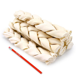 ValueBull USA Beef Rawhide Triple Braided Sticks, Premium Jumbo, 12 Inch, 100 Count BULK PACK - ValuePetSupplies