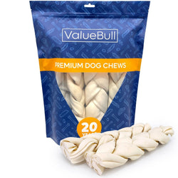ValueBull USA Beef Rawhide Triple Braided Sticks, Premium Jumbo, 12 Inch, 5 Count - ValuePetSupplies