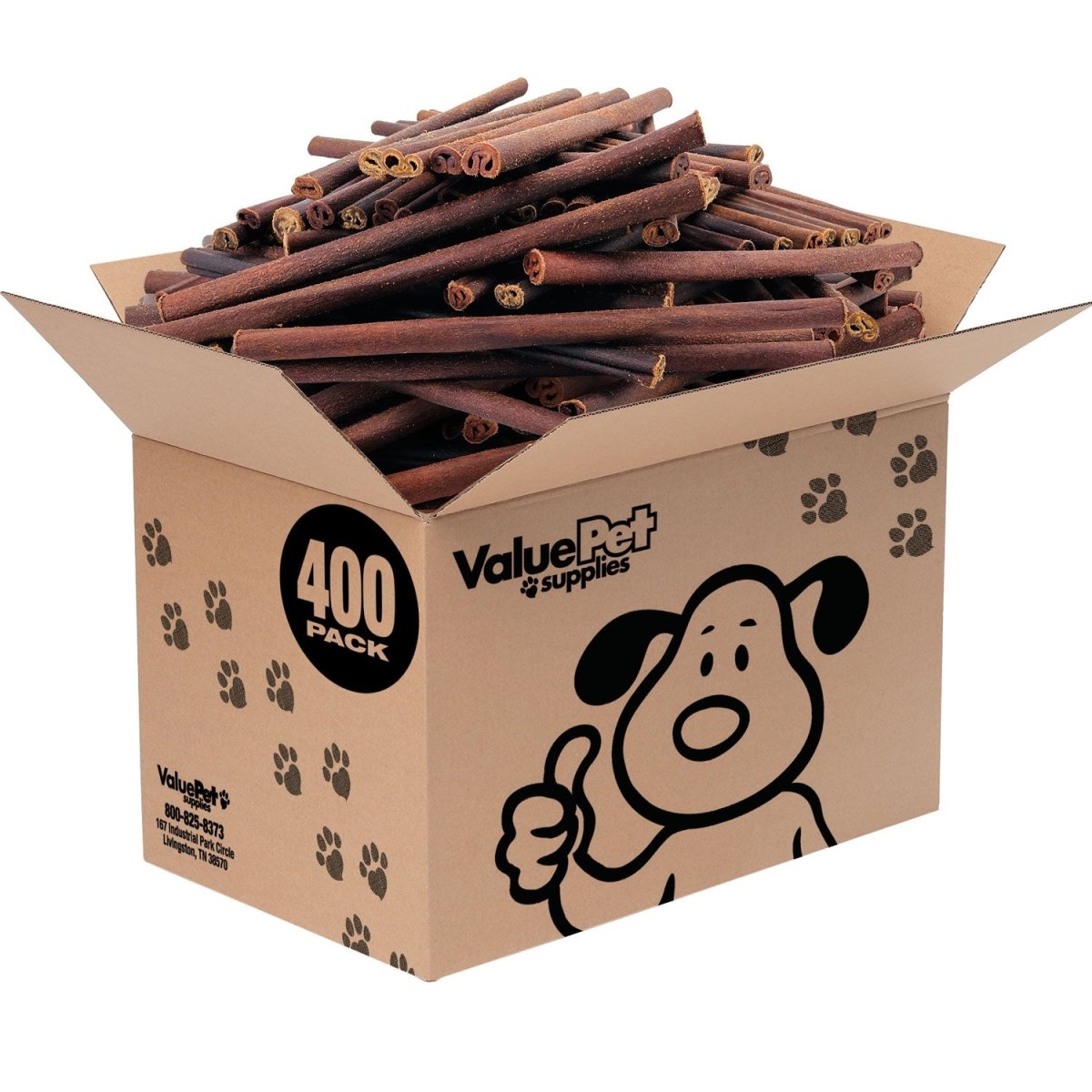 ValueBull Collagen Sticks For Dogs, Bully Sticks & Rawhide Alternative, Thick 12 Inch, 400 Count WHOLESALE PACK - ValuePetSupplies