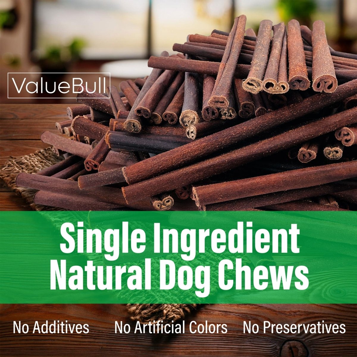 ValueBull Collagen Sticks For Dogs, Bully Sticks & Rawhide Alternative, Thick 12 Inch, 50 Count BULK PACK - ValuePetSupplies