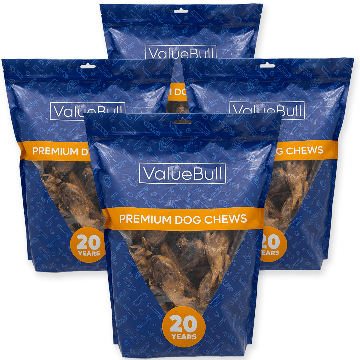 ValueBull Duck Heads for Dogs, 200 Count Wholesale Pack - ValuePetSupplies