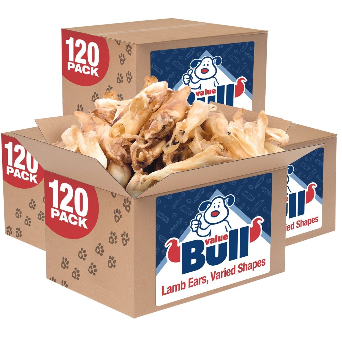 ValueBull Lamb Ears Dog Chews, Varied Shapes, Sizes & Colors, 480 ct BULK PACK - ValuePetSupplies