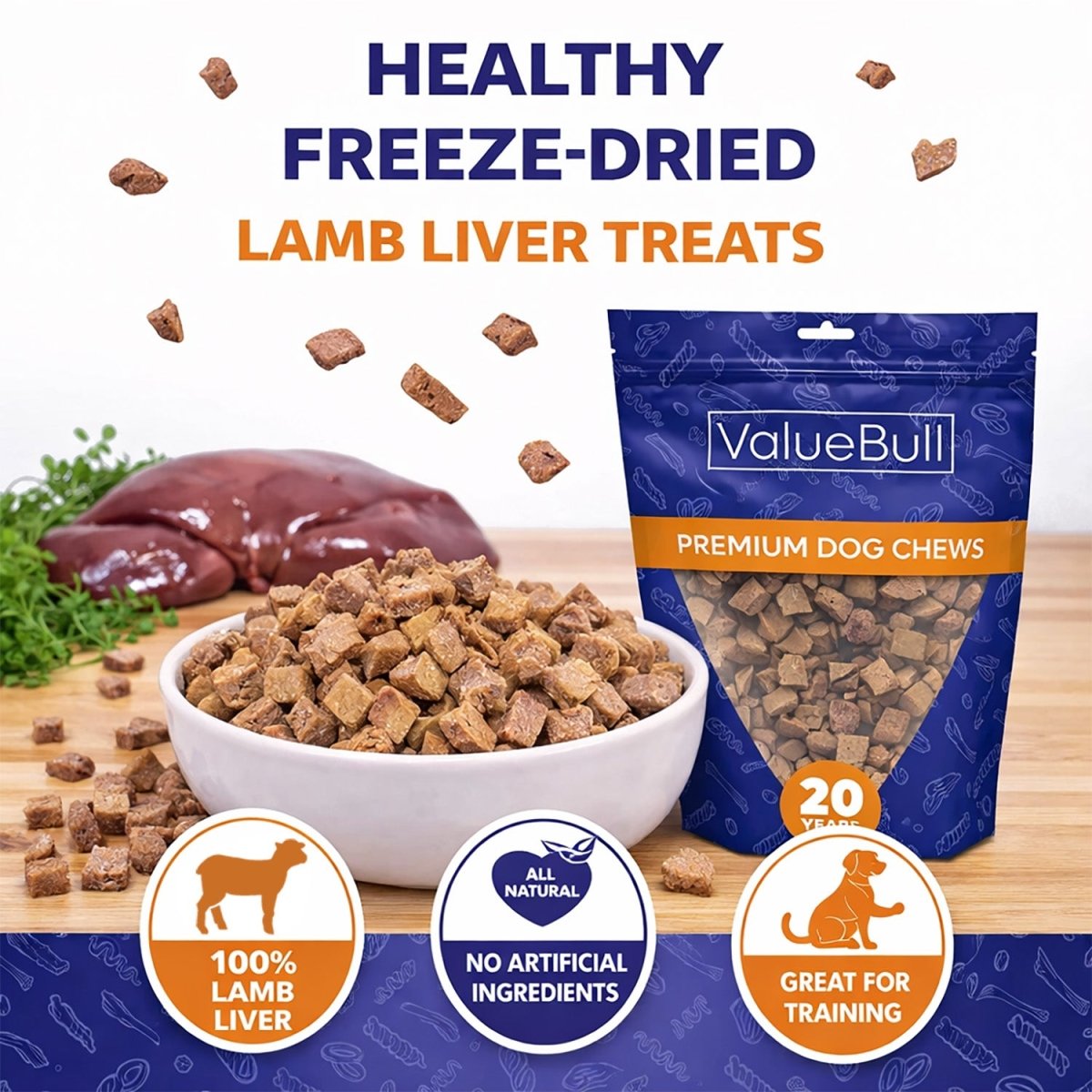 ValueBull USA Freeze Dried Lamb Liver, 2 Pound - ValuePetSupplies