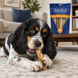 ValueBull Lamb Collagen Braids for Dogs, Varied Sizes/Shapes, Natural Long - Lasting Dog Treats, 800 Count Wholesale Pack - ValuePetSupplies