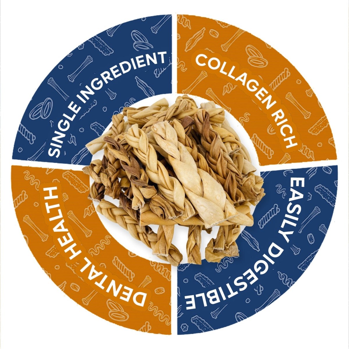 ValueBull Lamb Collagen Braids for Dogs, Varied Sizes & Shapes, 800 Count Wholesale Pack