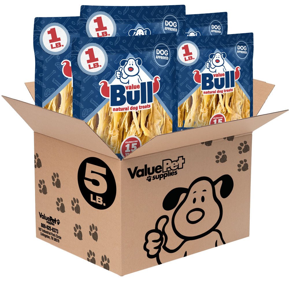 ValueBull Cheek Slices, Premium Lamb Dog Chews, Varied Shapes, 5 Pounds - ValuePetSupplies
