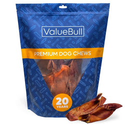 ValueBull Pig Ears for Dogs, 100% Pork Chews, Varied Sizes/Shapes, 2 Pound - ValuePetSupplies