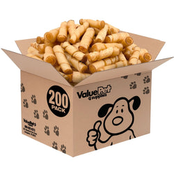 ValueBull USA Pig Skin Twist Rolls, 4 - 5 Inch, Smoked, 200 Count Bulk Pack - ValuePetSupplies
