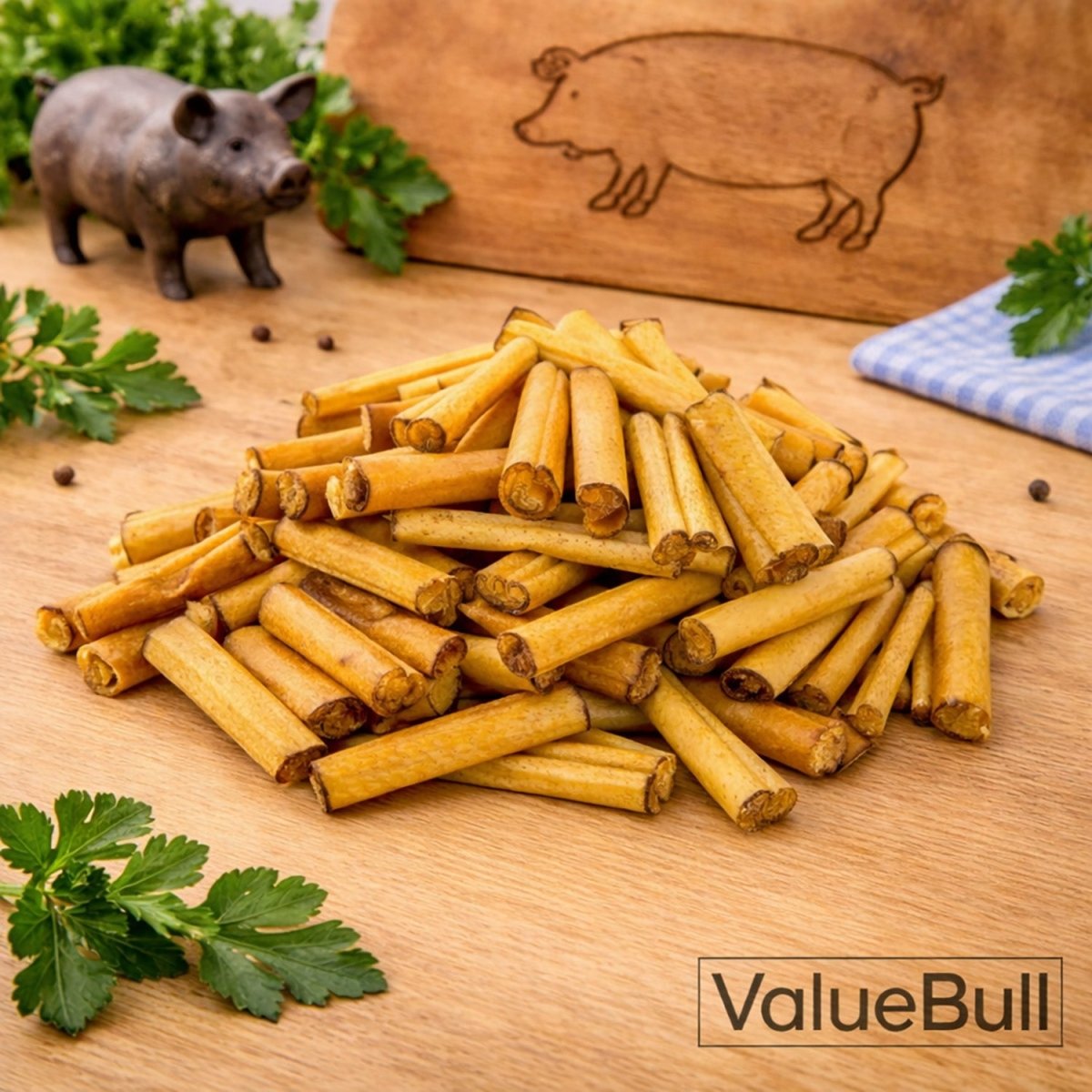 ValueBull USA Pork Hide Retriever Rolls for Dogs, 4 Inch Pig Skin Chews, 200 Count Bulk Pack - ValuePetSupplies