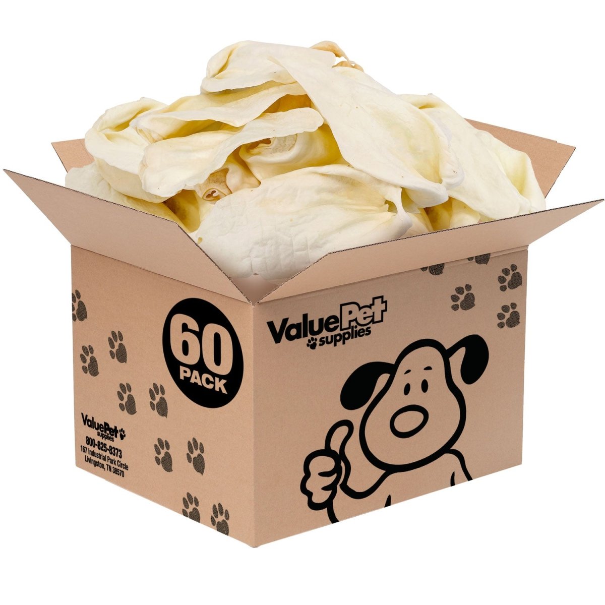 ValueBull Premium Cow Ears, Large, 60 Count BULK PACK - ValuePetSupplies