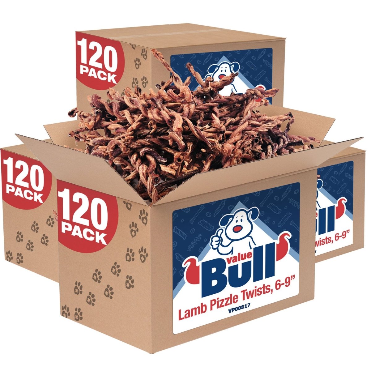 ValueBull Pizzle Twists, Premium Lamb, 480 Count BULK PACK - ValuePetSupplies