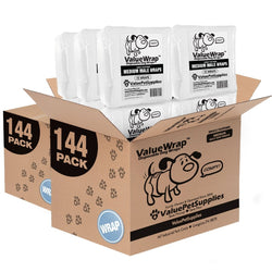 ValueWrap Male Wraps, Disposable Dog Diapers, 1 - Tab Medium, 288 Count BULK PACK - ValuePetSupplies