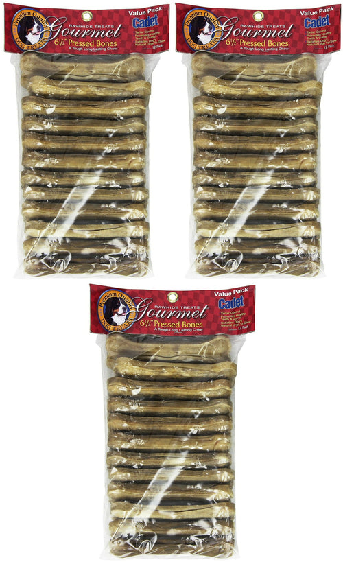 Cadet Pressed Rawhide Bone, 6.5 Inch, 12 Count, 3 Pack