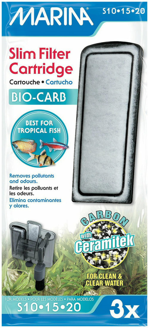 Marina Bio Carb Cartridge for Slim Filters, 3 Count, 12 Pack