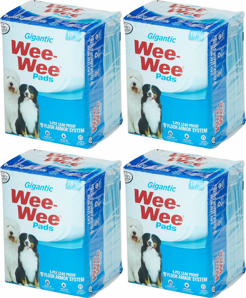 Four Paws Wee Wee Pads, Gigantic 27.5x44 Inch, 18 Count, 4 Pack