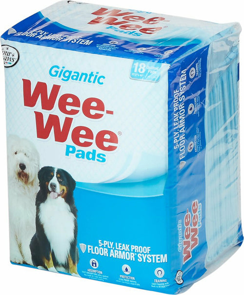 Four Paws Wee Wee Pads, Gigantic 27.5x44 Inch, 18 Count, 4 Pack