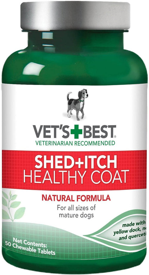Vet's Best Shed + Itch Healthy Coat Chewable Tablets for Dogs, 50 Count, 12 Pack