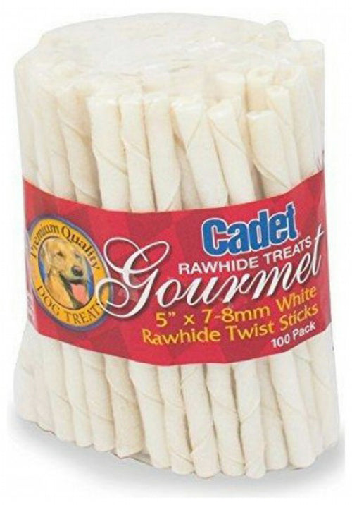 Cadet Rawhide Twist Stick Dog Chews, 5 Inch x 7-8 millimeter, 100 Count