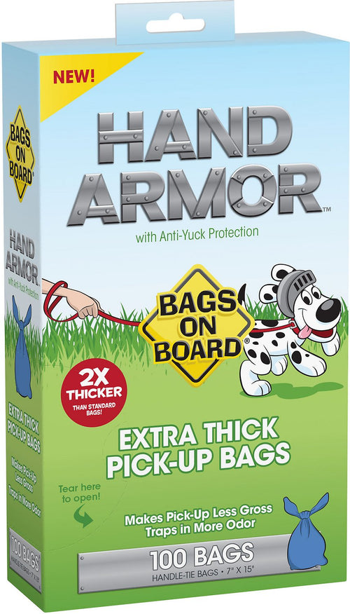 Bags on Board Poop Waste Pick-Up Bags, Hand Armor Extra Thick, 100 Count, 6 Pack