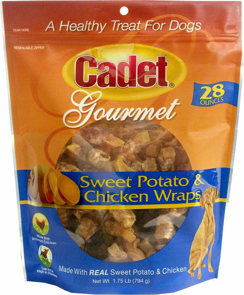 Cadet Sweet Potato & Chicken Wraps Dog Treats, Gourmet, 1.75 Pound, 8 Pack