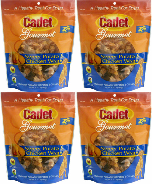 Cadet Sweet Potato & Chicken Wraps Dog Treats, Gourmet, 1.75 Pound, 4 Pack