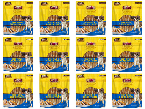 Cadet Rawhide & Chicken Twist Dog Chews, 5 Inch, Gourmet, 50 Count, 12 Pack