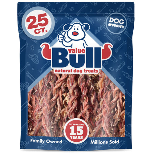ValueBull USA Lamb Pizzle Twist Dog Chews, 8-11 Inch, 100 Count