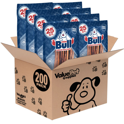 ValueBull Bully Sticks for Dogs, Thick 12 Inch, 200 Count