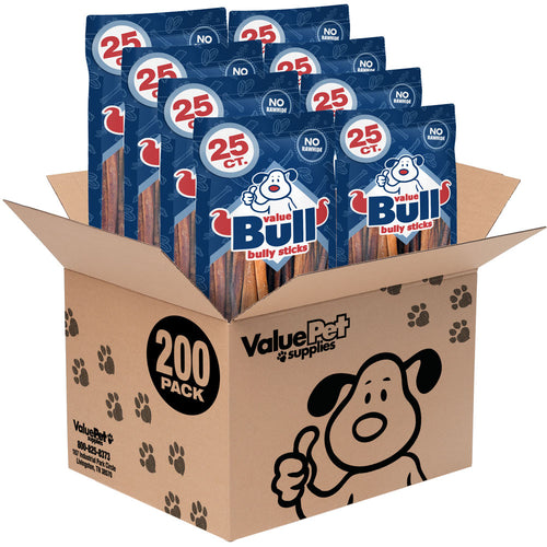 ValueBull Bully Sticks for Dogs, Medium 12 Inch, 200 Count