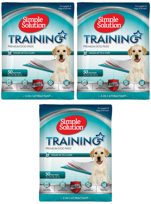 Simple Solution Training Pads for Dogs, Premium, 23x24 Inch, 50 Count, 3 Pack