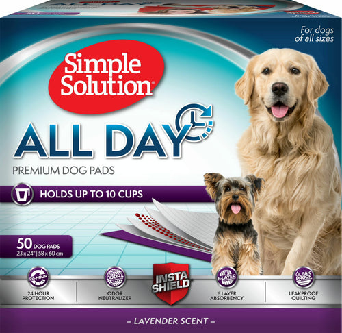 Simple Solution Training Pads for Dogs, All Day Premium, Lavender, 23x24 Inch, 50 Count, 4 Pack