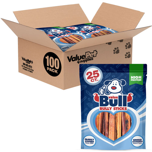 ValueBull Bully Sticks for Dogs, Thick 6 Inch, 100 Count
