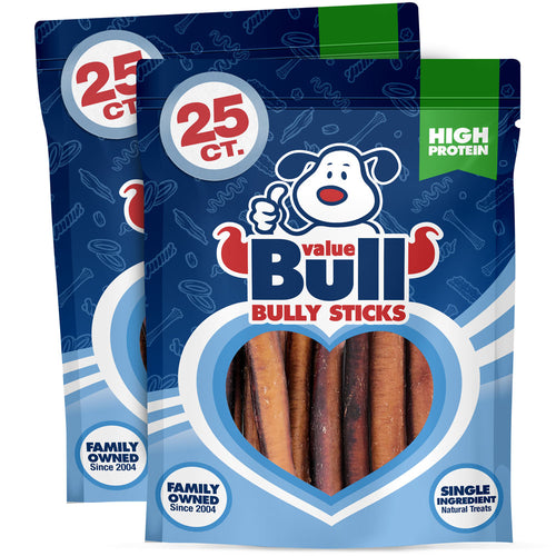 ValueBull Bully Sticks for Dogs, Jumbo 6 Inch, 50 Count